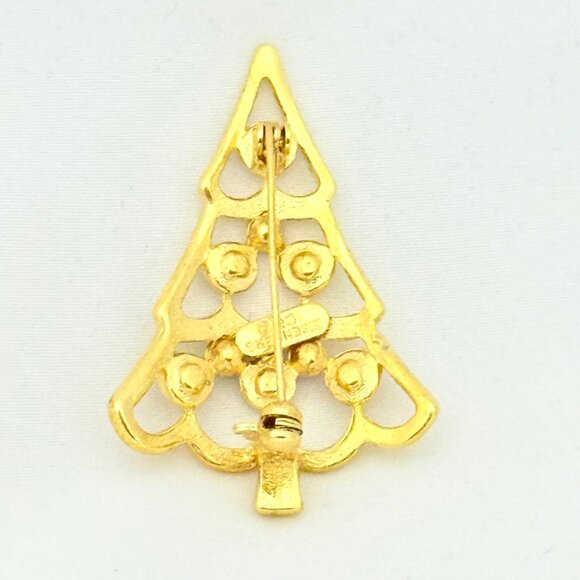 Collectible Vintage Eisenberg Ice Goldtone Christmas Tree Brooch - NOS - Picture 2 of 4